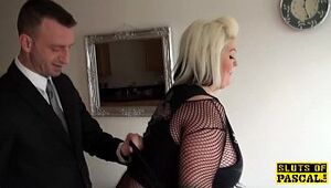 Big british marionettes in fishnets during roughfucking